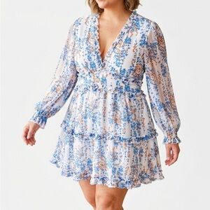 Floral V-Neck Long Sleeve Dress